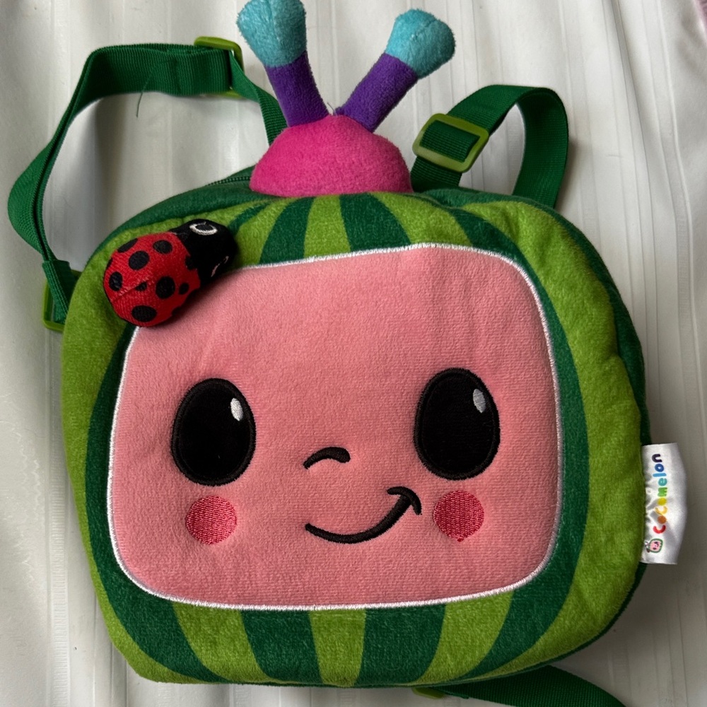 Cocomelon Green and Pink Plush Backpack